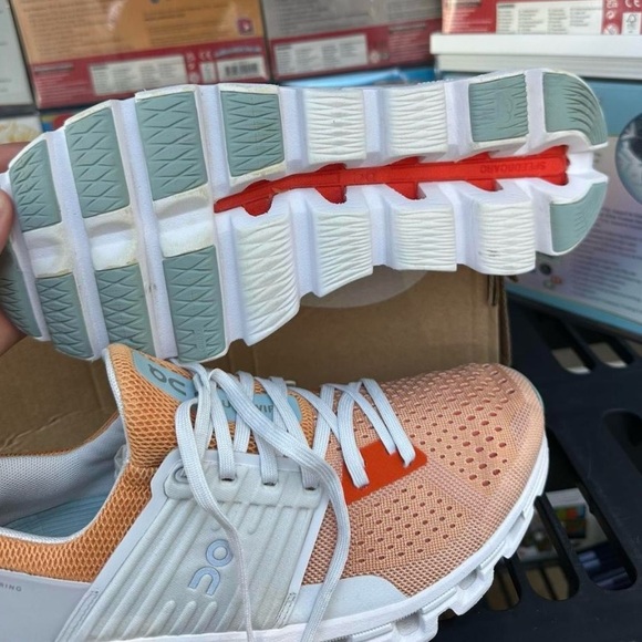 On cloudswft 2 Running Orange and White Athletic Shoes - Picture 6 of 6